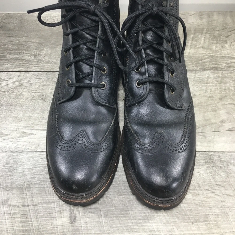 Frye James Lug Wingtip Boot 84123 Mens Black Leather Lace Up Casual Boots Size 9